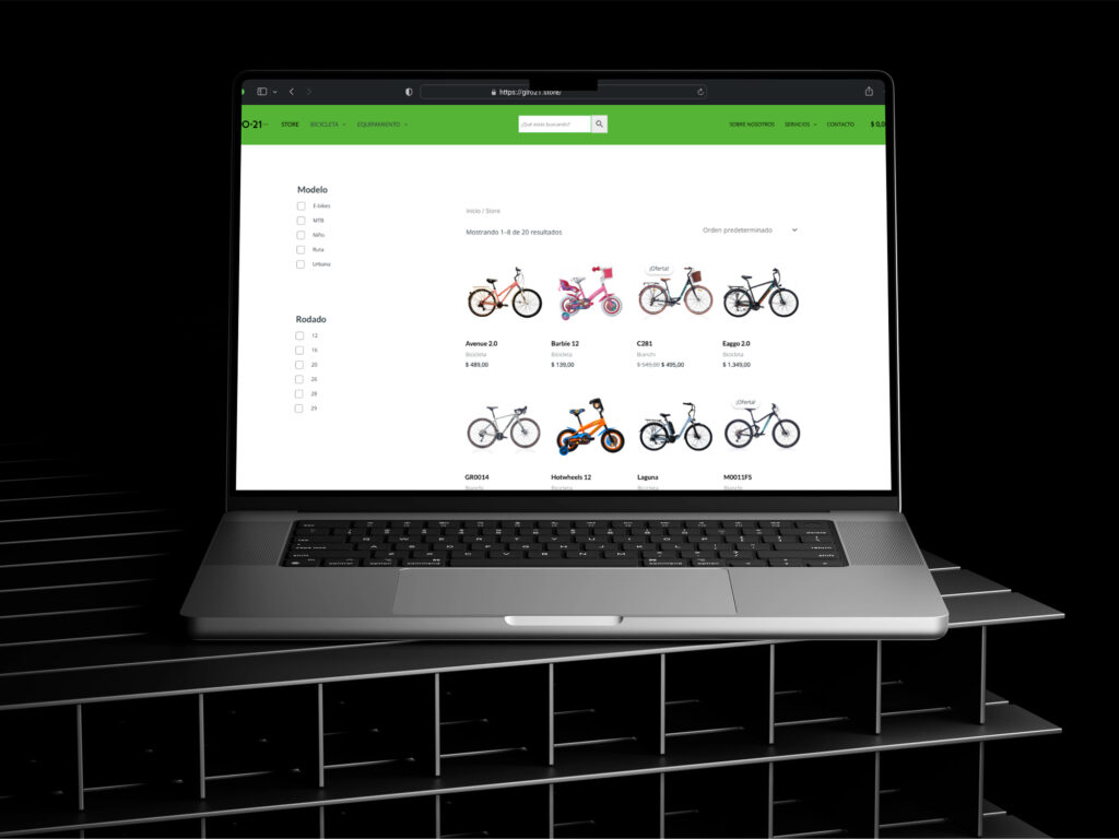 imagen del ecommerce de la web giro21 con bicicletas