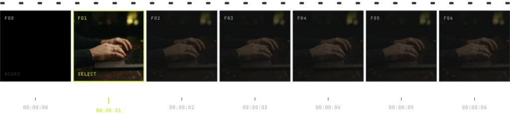 imagenes de fotogramas con uno de ellos seleccionados